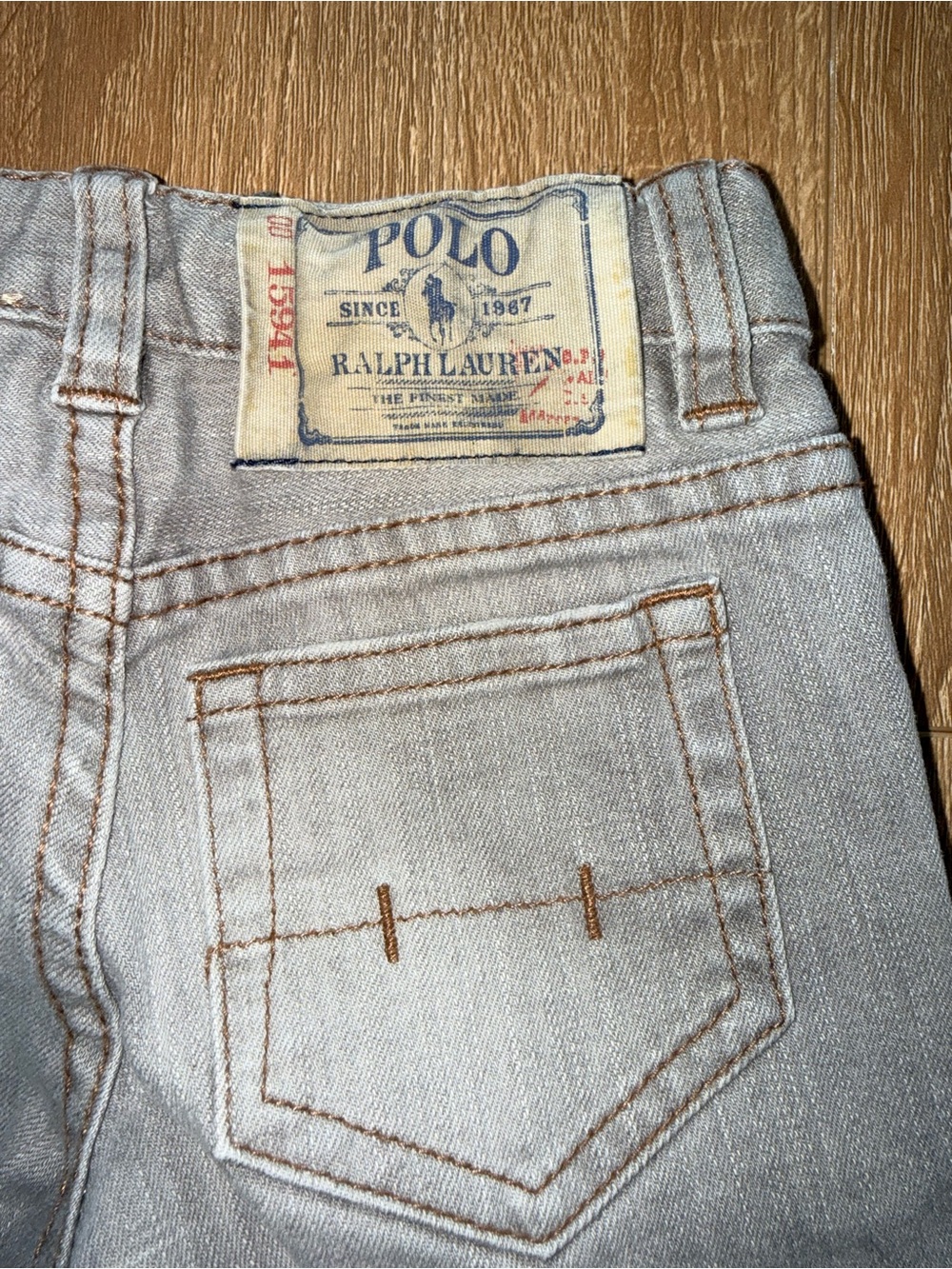 Polo by Ralph Lauren toddler boy grey Denim Jeans with adjustable waist sz 3t
